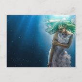 Haar Emerald Curls - Mermaid Hovering Underwater Briefkaart (Voorkant)
