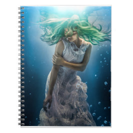 Haar Emerald Curls - Mermaid Hovering Underwater Notitieboek