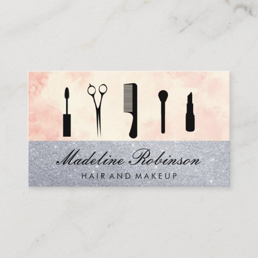 Haar en make-up glitter | Waterverf Afsprakenkaartje (Voorkant)