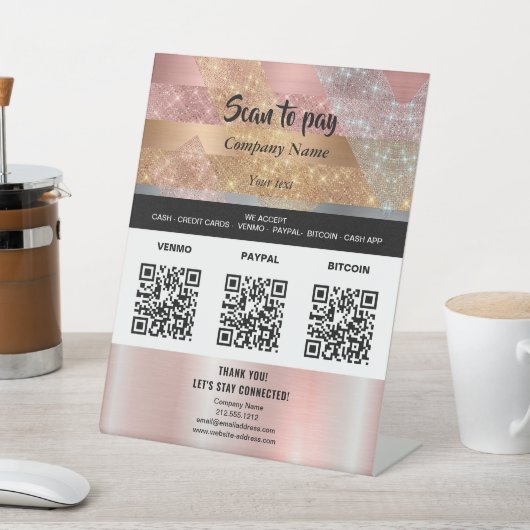 Haar- en make-up QR-BETALING Reclamebord Met Voetstuk (Insitu)