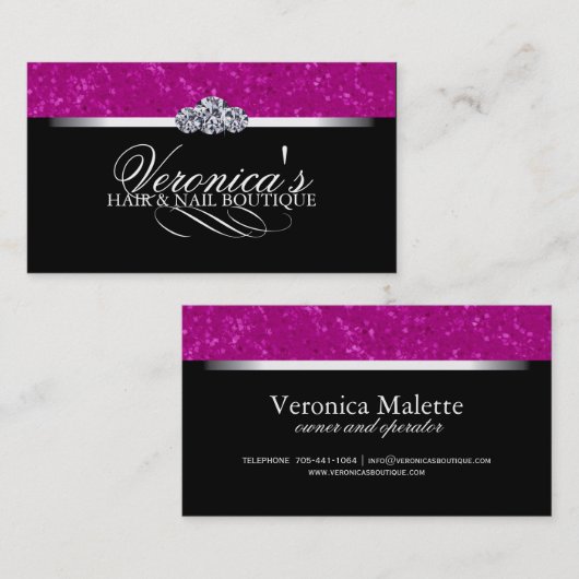 Haar- en Nail Salon Glitter-Visitekaartjes Visitekaartje (Voorkant / Achterkant)