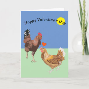 Haar en Valentijn van Chicken Funny Feestdagen Kaart