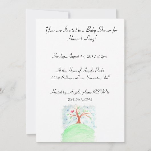 Haar familieboom groeit -Baby shower-uitnodiging Kaart (Achterkant)