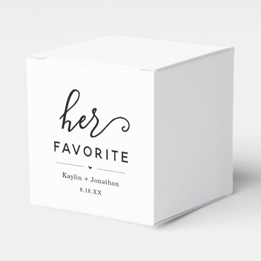 "Haar favoriete" bruiloft Vrijgezellenfeest Verlov Bedankdoosjes (Voorkant Zijde)