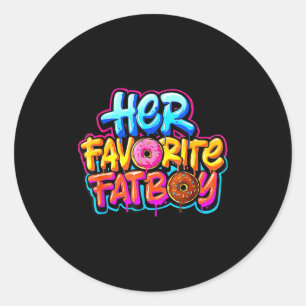Haar favoriete Fatboy grappige donut liefhebber hu Ronde Sticker