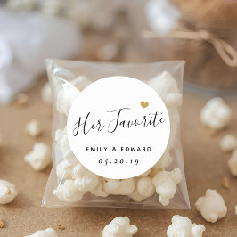 Haar favoriete gepersonaliseerde bruiloft gunst ronde sticker