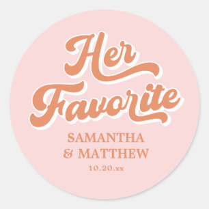 Haar favoriete roze oranje vintage retro 70er jare ronde sticker