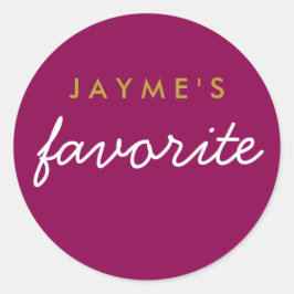 "Haar" favoriete Snack Magenta Gold Ronde Sticker