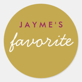 "Haar" favoriete Snack Magenta Gold Ronde Sticker