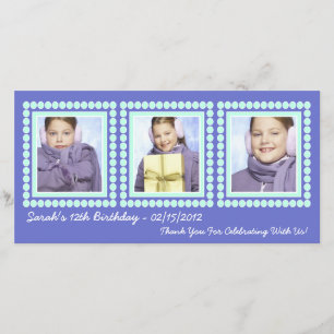 Haar foto in Lights Paars Birthday Diva Bedankkaart
