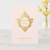 Haar Geloften Crest Roze Faux Gold Folie Elegant H Kaart (Gele Bloem)