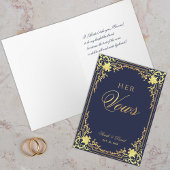 Haar Geloften Navy Blue Faux Gold Bruid Wedding Kaart