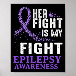 Haar gevecht Epilepsie Bewustzijn Paarse Lint Epil Poster
