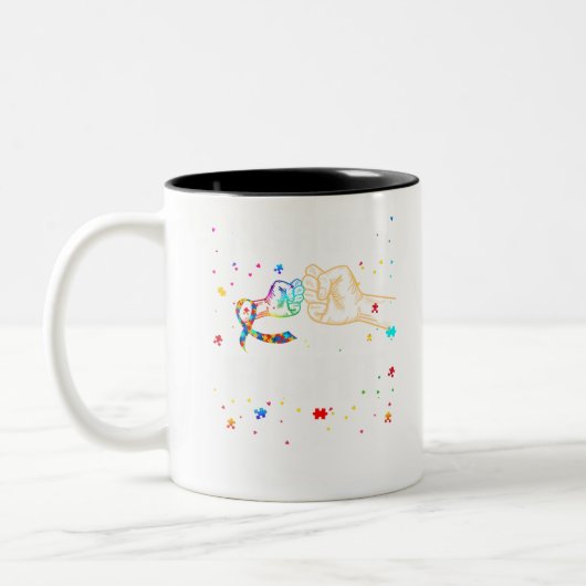 Haar gevecht is mijn Fight Autism Awareness autism Tweekleurige Koffiemok (Links)