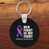 Haar gevecht is mijn gevecht Epilepsie Awareness S Sleutelhanger (Voorkant)