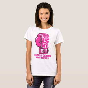 Haar gevecht is mijn vechtbokshandschoen borstkank t-shirt