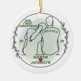 Haar hoofd op zijn schouder - Eerste kerst verloof Keramisch Ornament