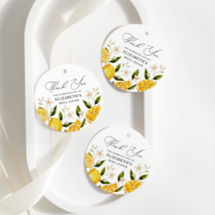 Haar hoofdattractie Gele Citrus Bruiloftsborrel Bedankjes Labels