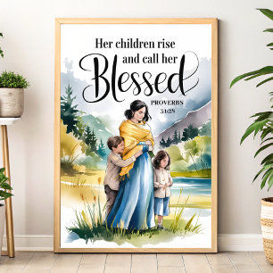 Haar kinderen staan op Christelijke wandkunst voor Poster
