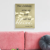 Haar kinderen staan op en noemen haar gezegend can canvas afdruk (Insitu (Woonkamer))