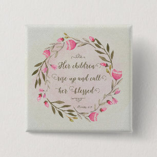 Haar kinderen staan op en noemen haar ontdaan vierkante button 5,1 cm