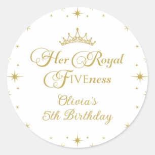 Haar Koninklijke Vijfheid Gouden Prinses 5e Verjaa Ronde Sticker
