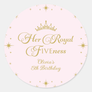 Haar Koninklijke Vijfheid Gouden Prinses 5e Verjaa Ronde Sticker