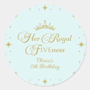 Haar Koninklijke Vijfheid Gouden Prinses 5e Verjaa Ronde Sticker