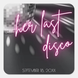 Haar laatste Disco Bachelorette party Napkins Squa Vierkante Sticker