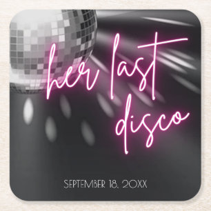 Haar laatste Disco Bachelorette party Napkins Vierkante Kartonnen Onderzetter