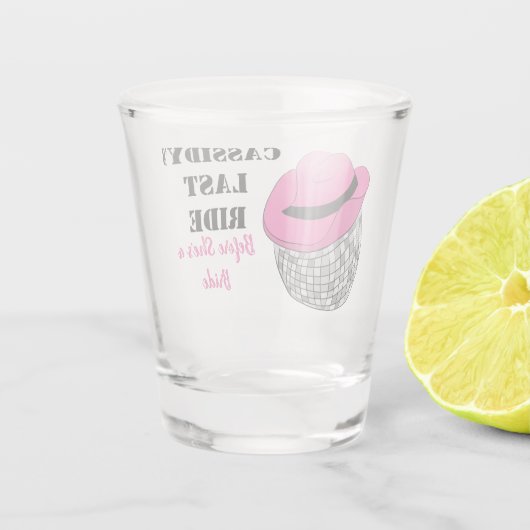 Haar Laatste Rit Disco Cowgirl Bachelorette Feest Shot Glas (Achterkant)