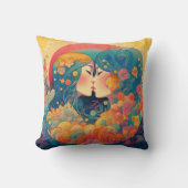 Haar Liefde, Haar Manier  | Lesbische Kus Art Deco Kussen (Voorkant)