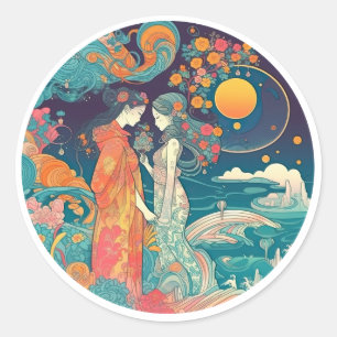 Haar liefde, haar manier ronde sticker
