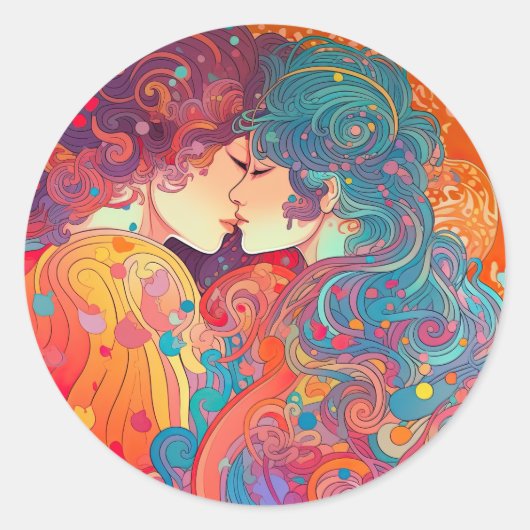 Haar liefde, haar manier ronde sticker (Voorkant)