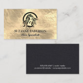 Haar Logo | Gold Metallic achtergrond Visitekaartje (Voorkant / Achterkant)