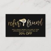 Haar & Makeup Artist Black & Gold Salon Referral (Voorkant)