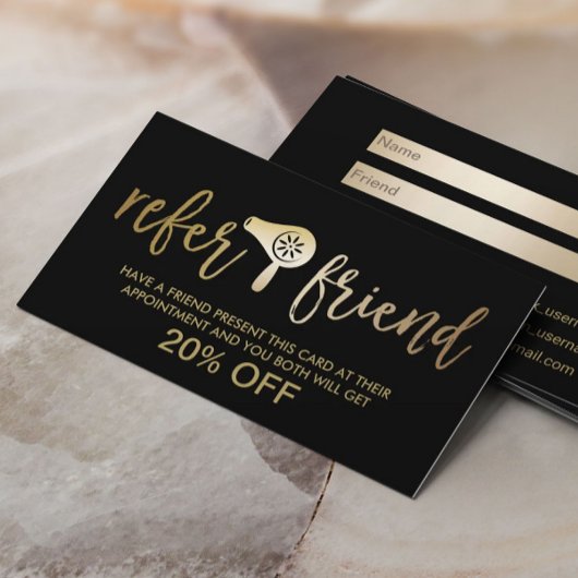 Haar & Makeup Artist Black & Gold Salon Referral