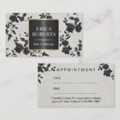 Haar & Makeup Elegant Black Floral Afsprakenkaartje (Voorkant / Achterkant)