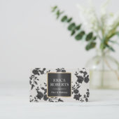 Haar & Makeup Elegant Black Floral Afsprakenkaartje (Staand voorkant)