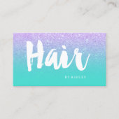 Haar modern typografie lavender glitter turquoise visitekaartje (Voorkant)