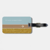 Haar moderne chique reizen goud / blauw bagagelabel (Achterkant horizontaal)