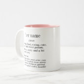 Haar naam dictionary definition Two-Tone koffiekof Tweekleurige Koffiemok (Voorkant links)