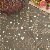 Haar naam en harten op aardse natuurlijke tinten fleece deken