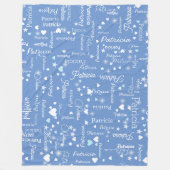 Haar Naam & Harten korenbloem blauw girly Fleece Deken (Voorkant)