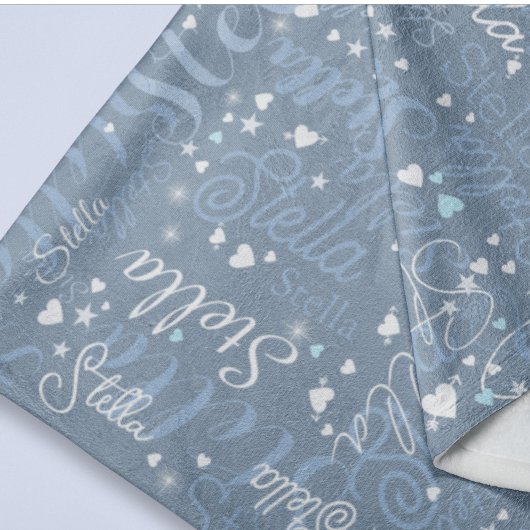 Haar naam, Splashed Schattige Hearts en Stars Blue Fleece Deken
