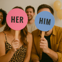 Haar of hem? | Bride Groom Pink Blue Weddenschap