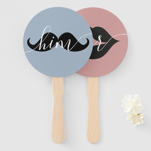 Haar of hem bruid bruidegom bruiloft spel hand fan handwaaier (Voorkant en achterkant)