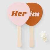 Haar of Hem Roze Sinaasappel Disco bruiloft spel Handwaaier (Voorkant en achterkant)