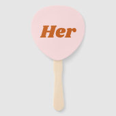 Haar of Hem Roze Sinaasappel Disco bruiloft spel Handwaaier (Voorkant)