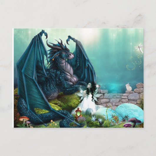 Haar Pet Fantasy Dragon en Fairy Briefkaart (Voorkant)